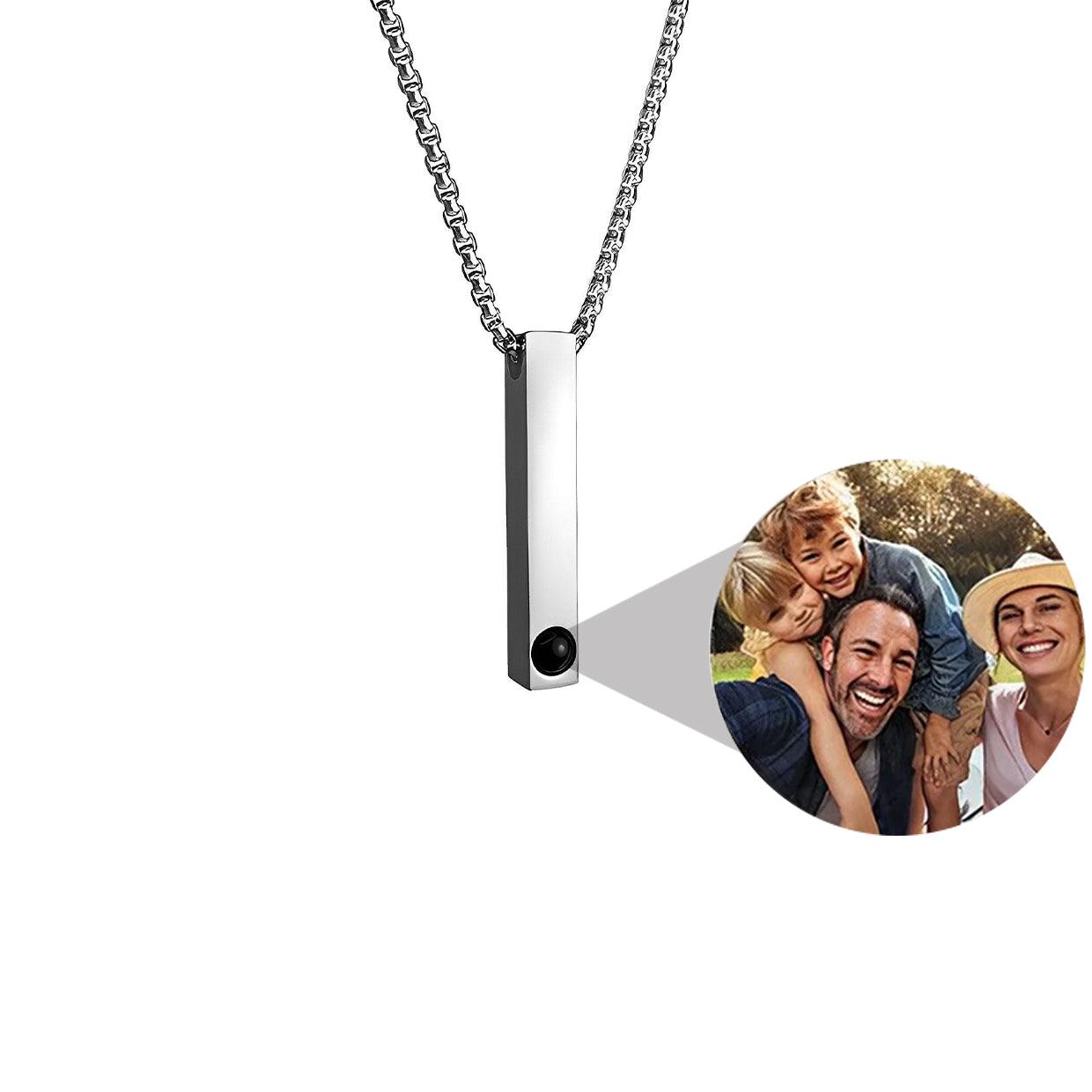 שרשרת מלבן - עם תמונה מוצפנת + חריטה - Remora Israel