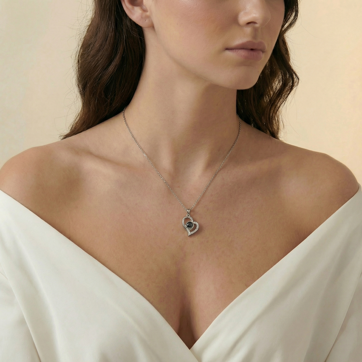 שרשרת לב ירדן מכסף 925 סטרלינג - עם תמונה מוצפנת - Remora Israel